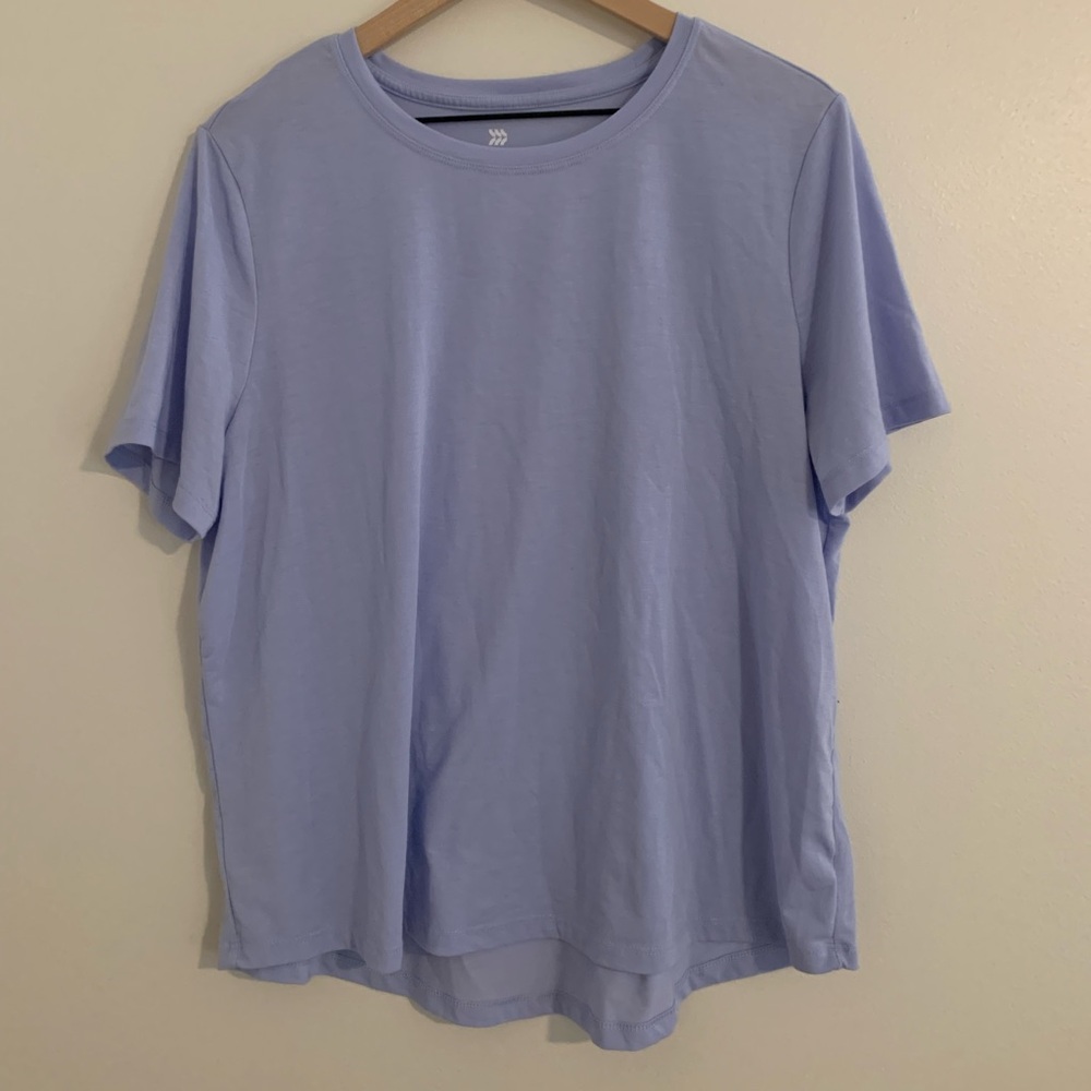 Women’s Beyond Ease Crew Neck Legging Friendly Short Sleeve T-Shirt Periwinkle